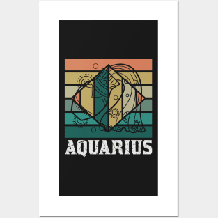 Aquarius Desing Zodiac Vintage Posters and Art